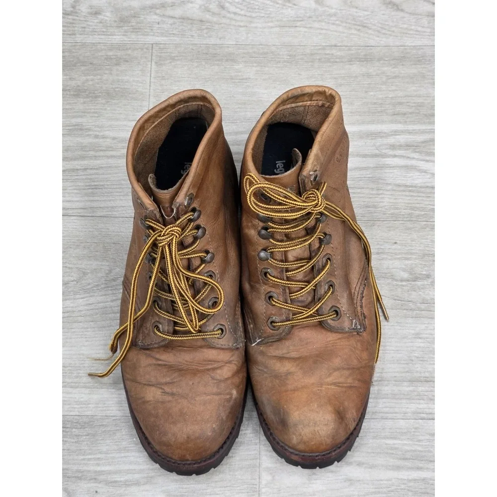 Vintage Chippewa USA Leather Work Boots Mens 6D Brown Lace Up Logger Vibram